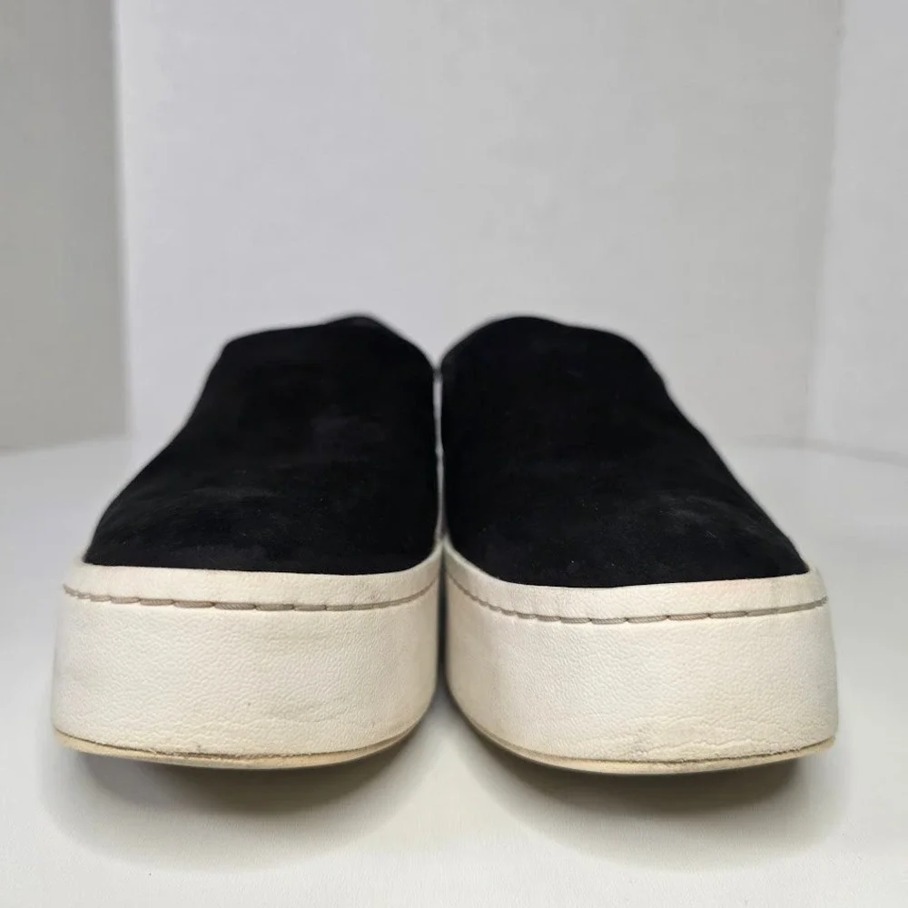 Vince Women US 8 EUR‎ 38 Warren Black Suede Platform Slip On Sneakers Shoes